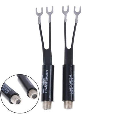 2* UHF/VHF/FM/TV F cable 75-300 Ohm balun *antenna matching transformer adap~_e - Image 1 of 4