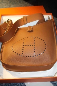 HERMÉS EVELYNE 33 NEU Gold/ Camel CLEMENCE LEDER UNBENUTZT - Bild 1 von 19