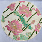 Beaded Placemat Charger Blooming Lotus Pink Flower White 15