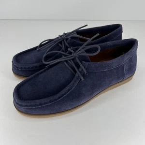 Lucky Brand Blue Suede Leather Chukka Boots Women's Size 5.5 Lace-Up Wedge Shoes - Picture 1 of 9