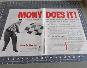 1957 Mutual Of New York Man Waving Finish Flag, MONY DOES IT, 2-seitige Druckanzeige - Bild 1 von 3