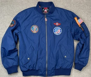 Chaqueta de bombardero de vuelo con cremallera completa Spire para hombre con parches talla 2XL - Imagen 1 de 12