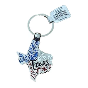 Llavero recuerdo mapa del estado de Texas metal viaje NUEVO - Imagen 1 de 5