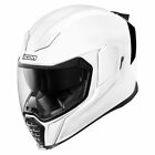 Casque Helmet Icon Intégrale Airflite Solid Blanc Poli Moto Scooter Adventure