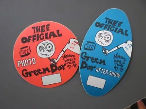 Green Day backstage pass satin cloth stickers 2 Nimrod 97-98 PHOTO PASS - OTTO! - Picture 1 of 1