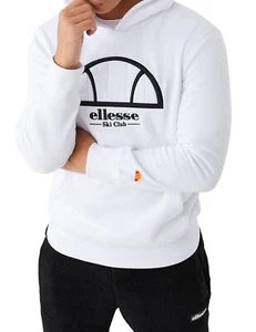 Ellesse Mens Hoodie White Chest Logo Retro 80s Skiliano Large - Picture 1 of 6