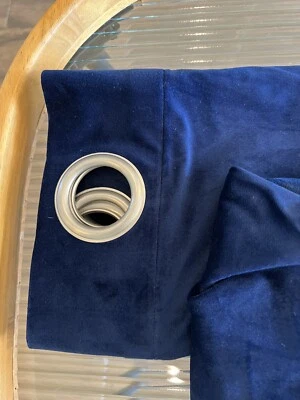 Velvet Blue Curtain Panel 145in x 52in - A0190 - Image 1 of 4