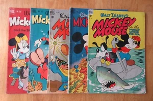 Lot of *5* 1948-52 Dell Four-Color MICKEY MOUSE: #194, 231, 248, 343, 362 - Picture 1 of 8