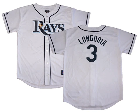 NWT Majestic Evan Longoria Tampa Bay Rays Youth Replica Home Jersey Cover