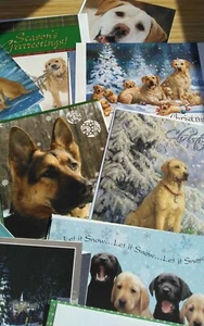 12 Nuevas Tarjetas de Navidad de Pastor Alemán Labrador Retriever Amarillo/Negro/Env. Lote  - Imagen 1 de 6