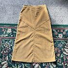 Vintage Y2k Maxi Skirt Size 10 Tan Corduroy Patchwork Lace Up Western Stretch