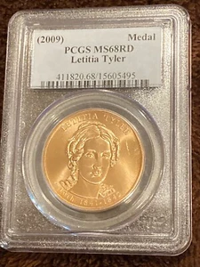 2009 Us First Spouse Medal Letita Tyler In Pcgs MS 68RD Low Population 112 W +8 - Picture 1 of 9