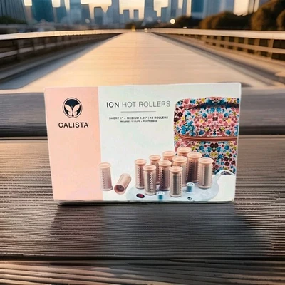 Calista Tools Ion Hot Rollers 12 1" Corto 1.25" Mediano Clips Soporte Estuche Rosa QVC Foto 1 de 4