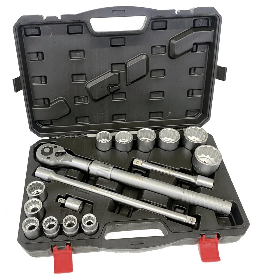 3/4"  LKW Knarrenkasten Nusskasten Steckschlüssel Satz 19-50mm Teleskopratsche - Bild 1 von 1