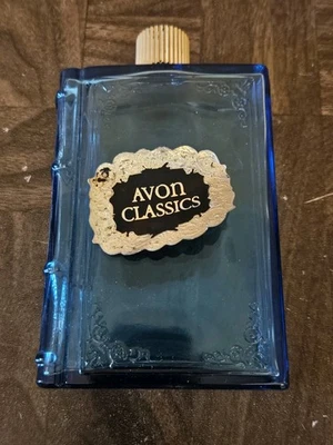 Avon - Decantador de vidrio azul libro clásico - Después del afeitado - Botella vacía Foto 1 de 3