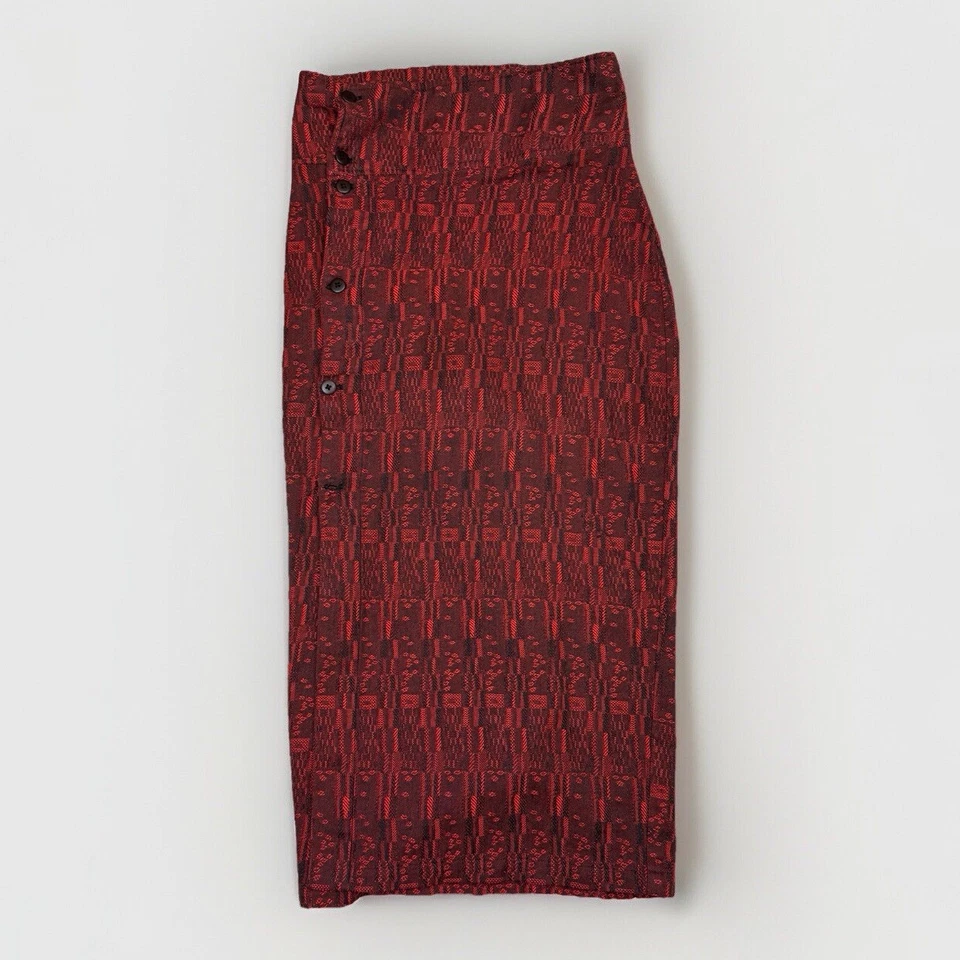  Harry Parnass Women's 2 Parachute Red Geometric Pencil Skirt Vintage 1980s - Image 1 of 4