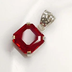 Natural Red Ruby Pendant 41 Ct Certified Cut 925 Sterling Silver Loose Gemstone - Picture 1 of 6