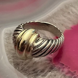 Vintage David Yurman Sterlingsilber 14K Gelbgold Kuppel Kabel Bandring Größe 7 - Bild 1 von 16