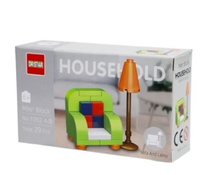 MOC City House Room Furniture View Building Blocks Bricks Scene DIY SOFA & LAMP - Image 1 of 4