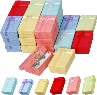 24Pcs Jewelry Gift Boxes 6 Colors 3.1 x 1.9 x 1.1 Inches Cardboard Packaging wit - image 1 of 4