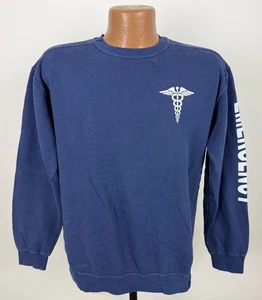 Felpa Medica Unisex Media Sbiadita Blu Girocollo Emergenza Medico - Foto 1 di 12