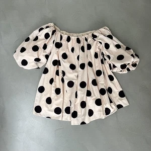 Anthropologie Mare Mare Puff-Sleeve Off-The-Shoulder Polka Dot Mini Dress. XL - Picture 1 of 8
