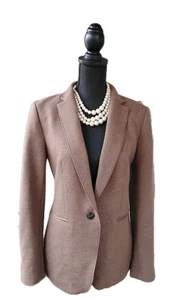  Giacca tuta Ann Taylor taglia 8 marrone lana cotone donna abito casual blazer M - Foto 1 di 6