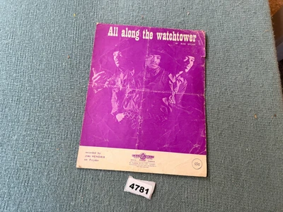RARE JIMI HENDRIX "All Along the Watchtower" 1968 Sheet Music BOB DYLAN-4781 - Image 1 of 3