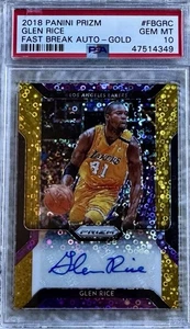 2018 PANINI PRIZM FAST BREAK GOLD AUTO 4/10 GLEN RICE PSA 10 POP 1 - Picture 1 of 2