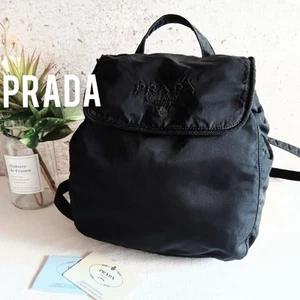 Mini zaino Prada nylon nero coulisse logo vintage Italia Giappone F/S USATO - Foto 1 di 24