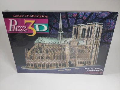 Puzz 3D Notre Dame Cathedral Paris France Puzzle 952 Pc 1996 Milton Bradley NEW - Image 1 of 4