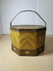 Vintage 1940's Loose-Wiles Sunshine Biscuit Company Parquet Floor Tin w/ Handle - Picture 1 of 20