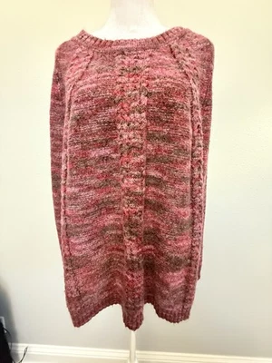 Sahalie 女式套衫毛衣 XL 勃艮第圆领 — 第 1/4 张图片