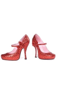 ADULT RUBY SLIPPER RED GLITTER DOROTHY RED RIDING HOOD HIGH HEEL SHOES - Bild 1 von 10
