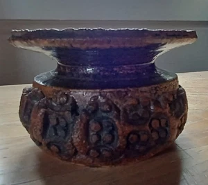 Studio Pottery Small Crude Brutalist Abstract Textured Vase Pot Unsigned - Picture 1 of 7