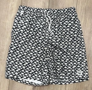 Spicy Tuna Fish Swim Trunks Black White Mens Small - Picture 1 of 4
