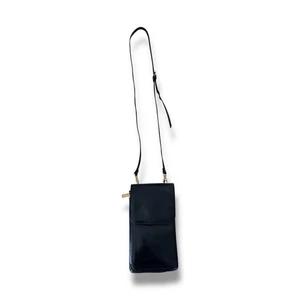 Vtg Hobo International Leather Flap Bag Black Wallet Shoulder Strap 8.5” x 5” - Picture 1 of 9