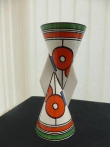 CLARICE CLIFF CIRCLES AND SQUARES YO-YO VASE RARE BEAUTIFUL - Picture 1 of 6