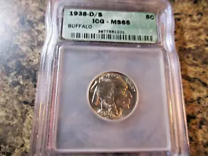 1938-D/S BUFFALO NICKEL RPM #2 D OVER S ICG MS65 1201 - Picture 1 of 2