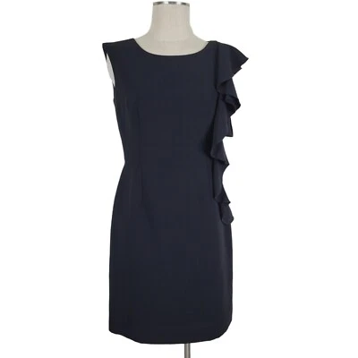Tahari ASL Dress Size 8P Black Sleeveless Ruffled Back Zip Kick Pleat Lined - Image 1 of 4
