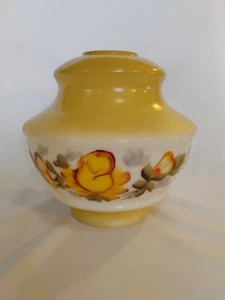 Glass Student Lamp Shade Yellow Roses 4" Fitter - Picture 1 of 7