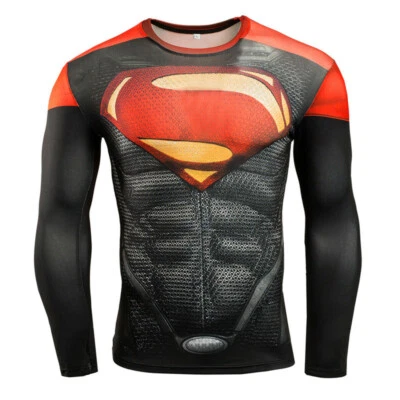 Camiseta Roja Superman Manga Larga Trajes Impresión Disfraz Juegos con disfraces Foto 1 de 4