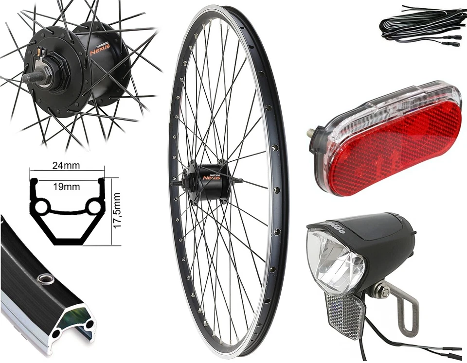 28 Zoll Vorderrad Laufrad Shimano Nabendynamo LED-Licht 75 Lux Standlicht StVZO - Bild 1 von 1