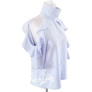 TOPSHOP BABY BLUE RUFFLE OPEN ARM TOP SZ S 4 - Picture 1 of 6