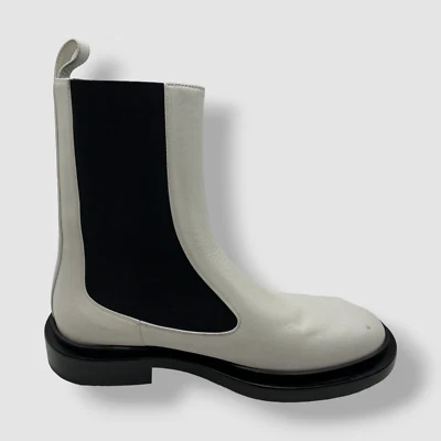 $1190 Jil Sander Mujer Cuero Blanco Chelsea Bota Zapatos Talla 37.5 Foto 1 de 4