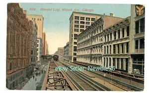 Chicago IL - FERROCARRIL DE BUCLE ELEVADO EN WABASH AVENUE - Postal - Imagen 1 de 2