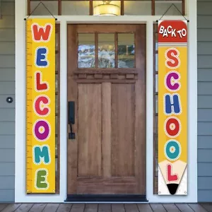 Back To School Decorations First Day of Porch Banner Welcome White - Picture 1 of 5