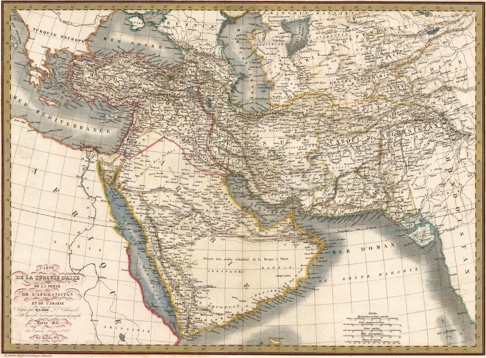 Map "Carte de la Turquie d'Asie de la Perse, Afghanistan, Arabie" Lapie, 1831 - Image 1 of 4