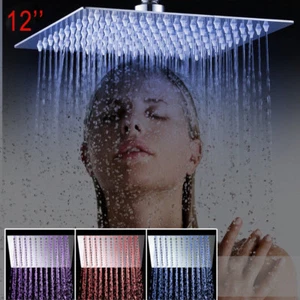 Cabezal de ducha de lujo cromado latón LED cuadrado cabeza de ducha de lluvia superior sobre ducha - Imagen 1 de 8