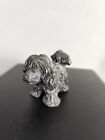 Pewter Metal Standing Dog Miniature Figurine Sheepdog Pekingese 1.75" Tall